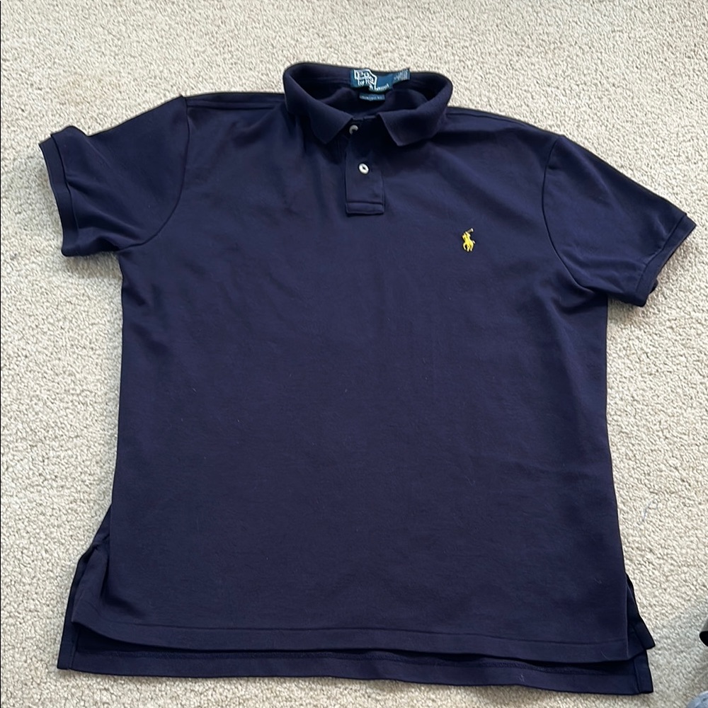 Ralph Lauren Blue Polo Shirt with Short Sleeves and Iconic Logo